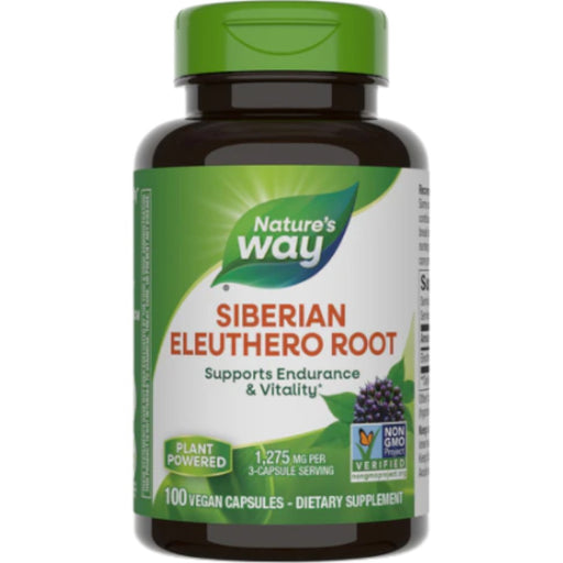 Nature's Way Siberian Eleuthero Root 1275 mg, 100 capsules, front of bottle