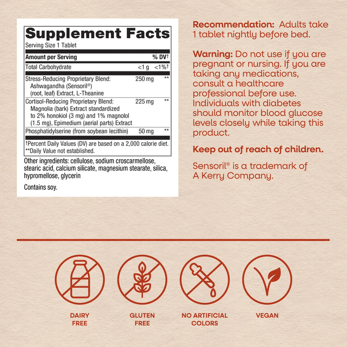 Nature's Way Sleep Tonight 28 tablets supplement facts label
