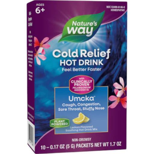 Nature's Way Umcka Cold Relief Hot Drink Lemon, 10 packets, front of box