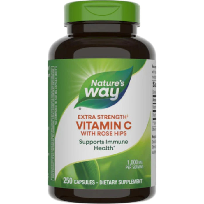 Nature's Way Vitamin C with Rose Hips Extra Strength, 250 capsules, front of bottle