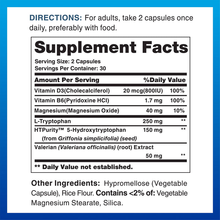 NeuroClear Mood Up–Stress Down 60 caps supplement facts label