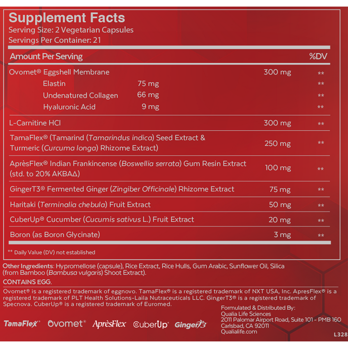 Neurohacker Qualia Joint Health 42 capsules supplement facts label