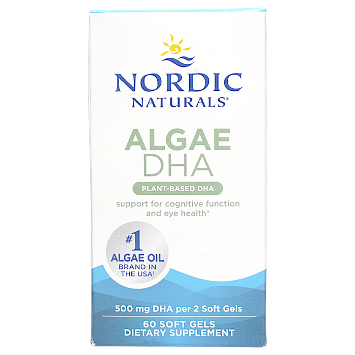 Nordic Naturals Algae DHA, 60 softgels, front of box