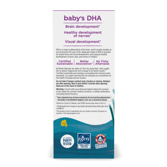 Nordic Naturals Baby's DHA 2 fl oz label information panel
