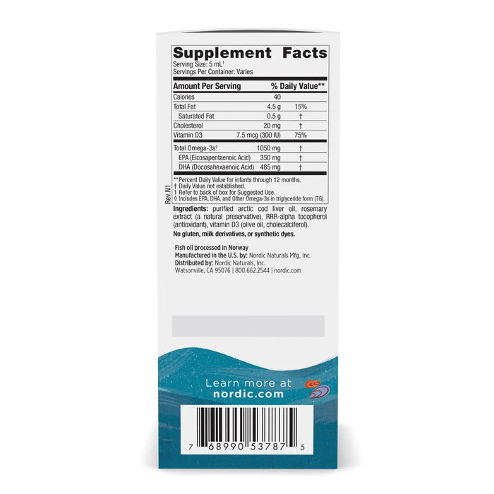 Nordic Naturals Baby's DHA 2 fl oz supplement facts label