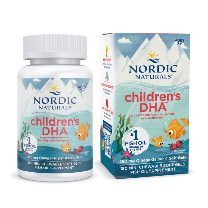 Nordic Naturals Children's DHA, 180 mini chewable softgels, front of bottle