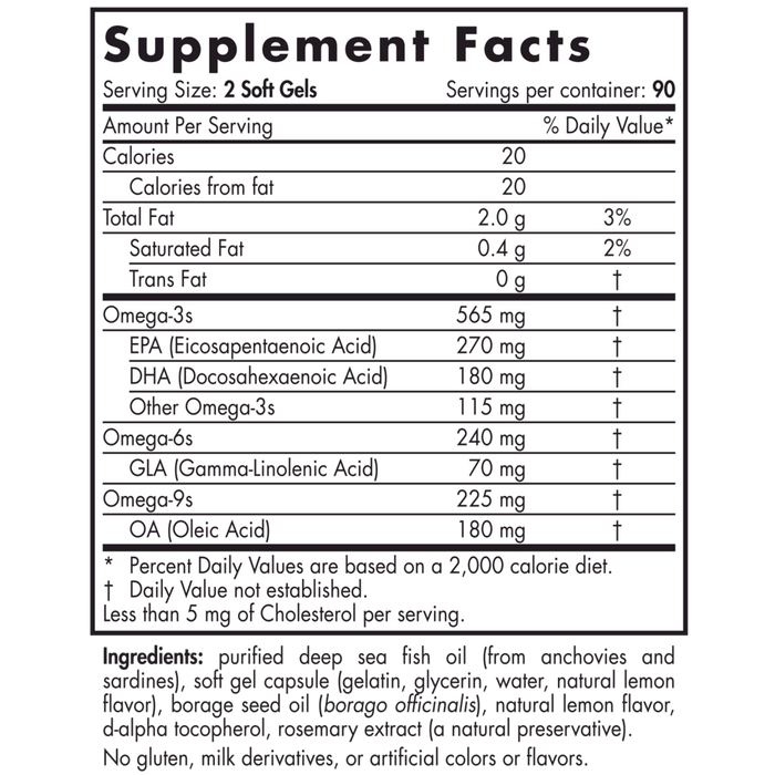 Nordic Naturals Complete Omega 180 softgels supplement facts label