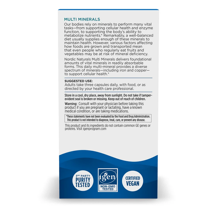 Nordic Naturals Multi Minerals 90 capsules suggested use label