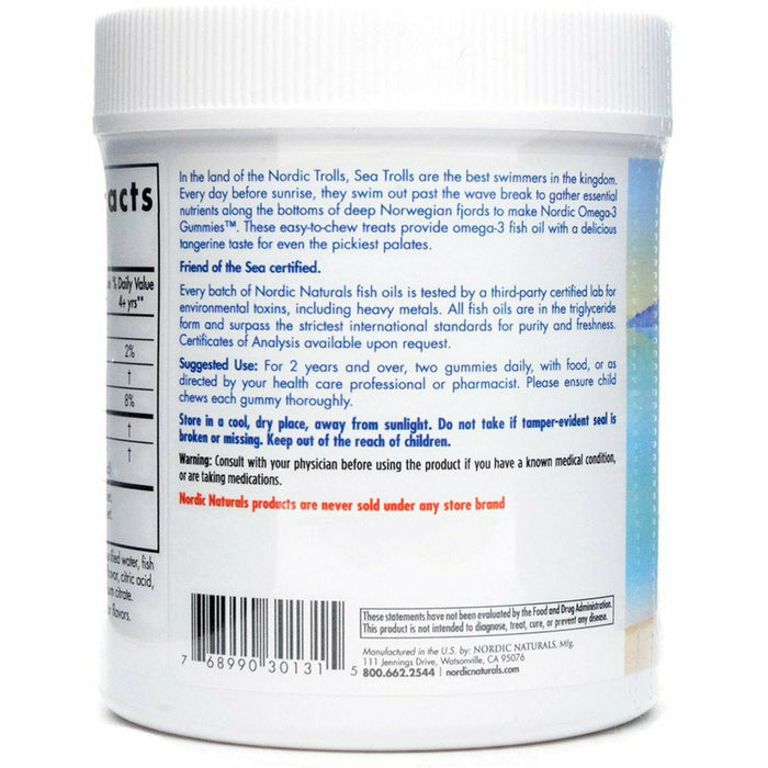 Nordic Naturals Nordic Omega-3 Gummies 120 gummies label information panel