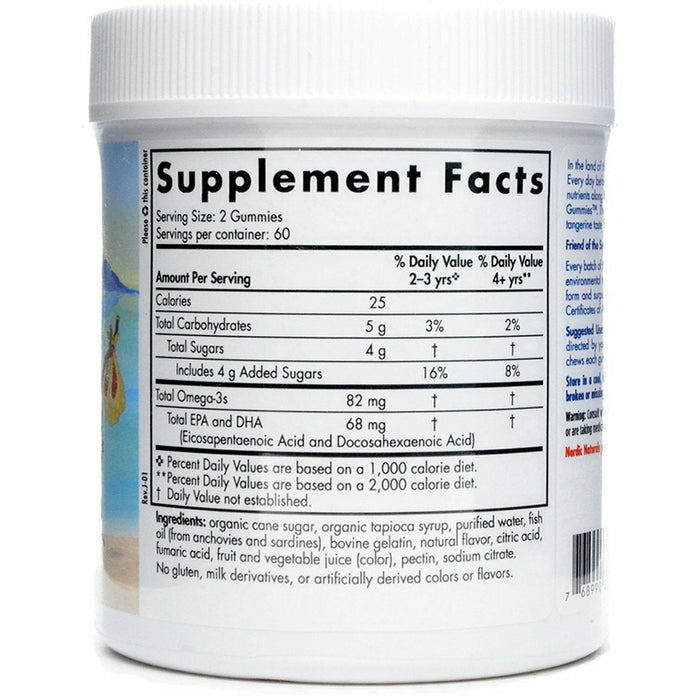 Nordic Naturals Nordic Omega-3 Gummies 120 gummies supplement facts label