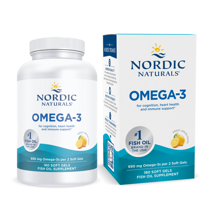Nordic Naturals Omega-3, 180 softgels, front of bottle