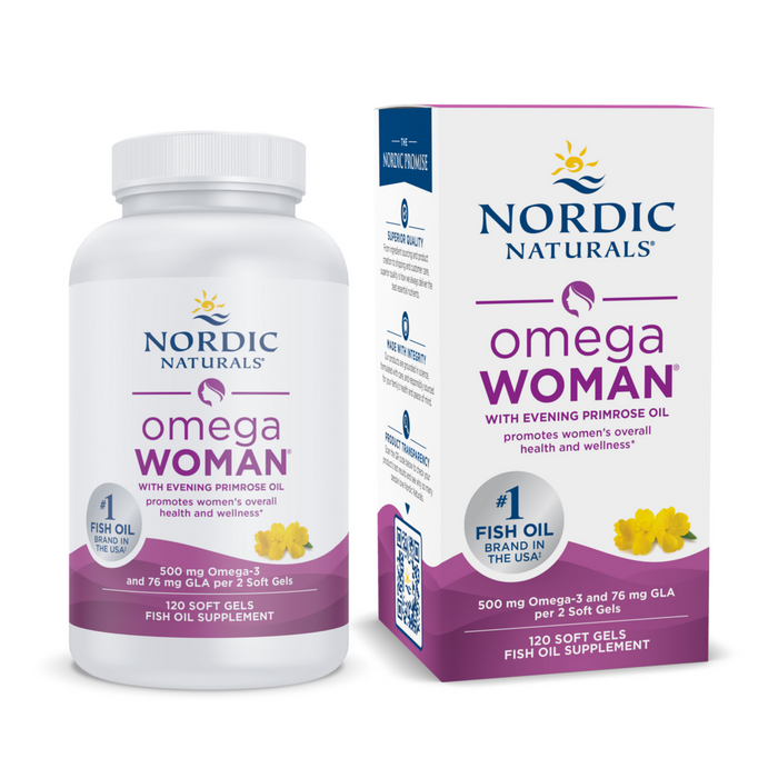Nordic Naturals Omega Woman, 120 softgels, front of bottle