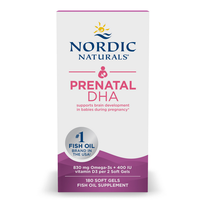 Nordic Naturals Prenatal DHA Unflavored, 180 softgels, front of bottle