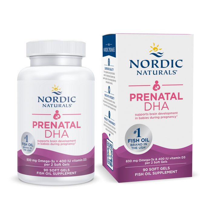 Nordic Naturals Prenatal DHA Unflavored, 90 softgels, front of bottle