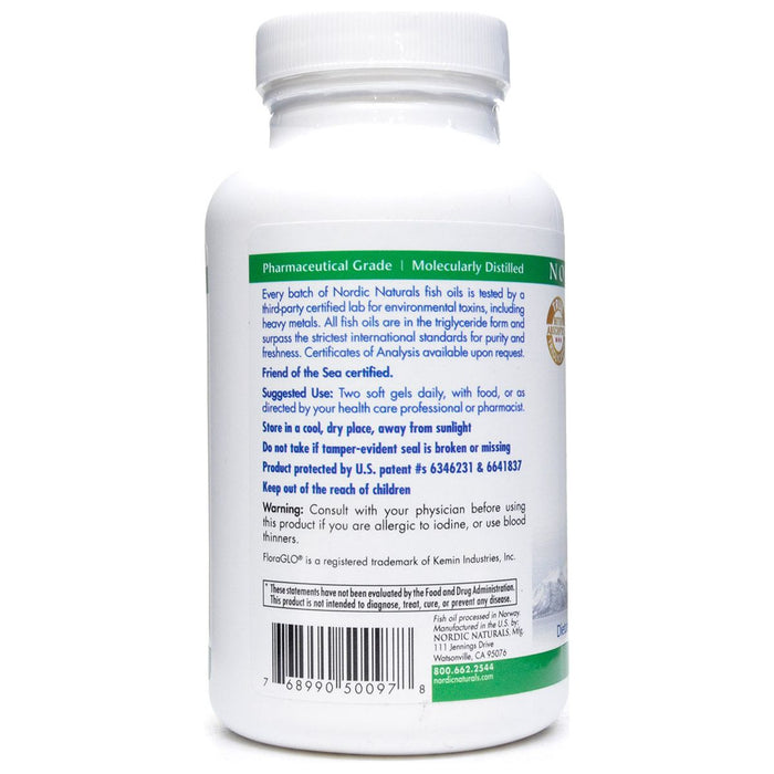 Nordic Naturals ProDHA Eye 1000 mg 120 softgels label information panel