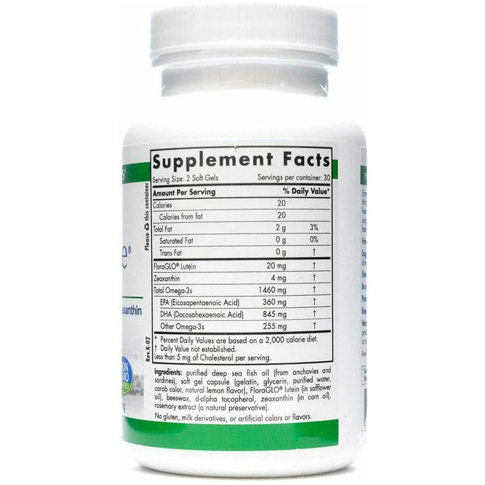 Nordic Naturals ProDHA Eye 1000 mg 60 softgels supplement facts label