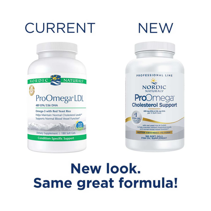 Nordic Naturals ProOmega Cholesterol Support 180 softgels, new packaging graphic
