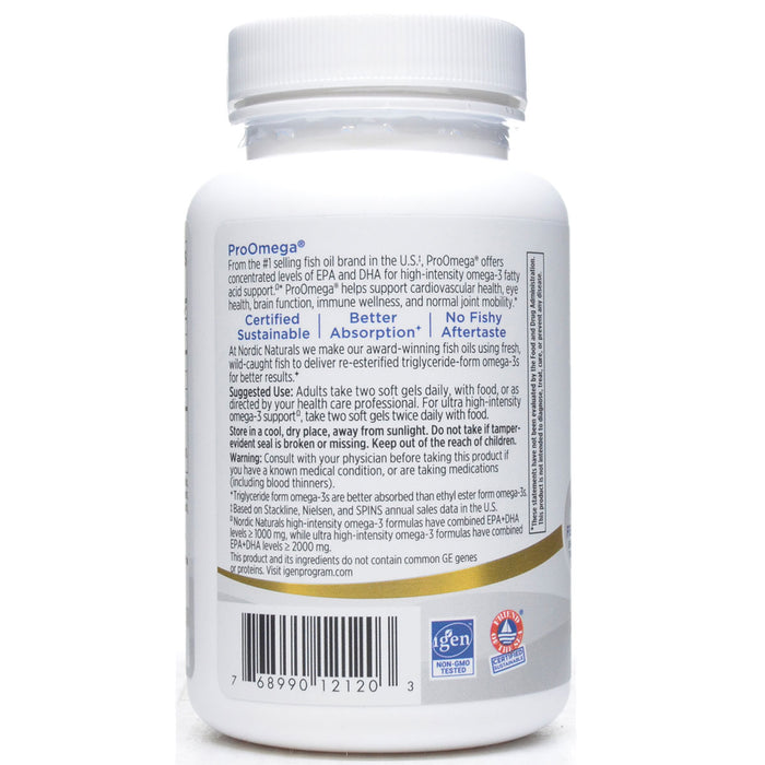 Nordic Naturals ProOmega Lemon 60 softgels label information panel