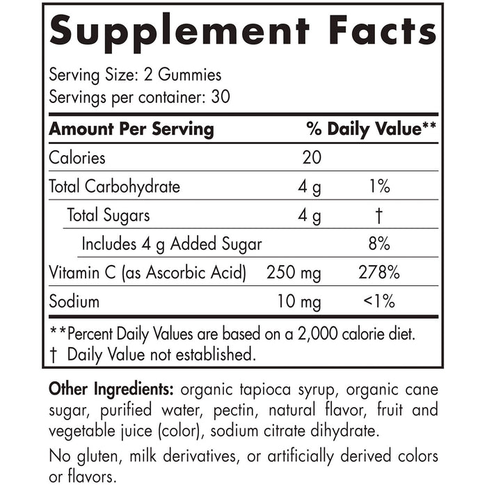 Nordic Naturals, Vitamin C Gummies 250 mg supplement facts