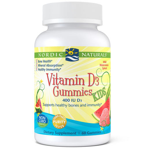 Nordic Naturals Vitamin D3 Gummies Kids 400 IU, 60 gummies, front of bottle