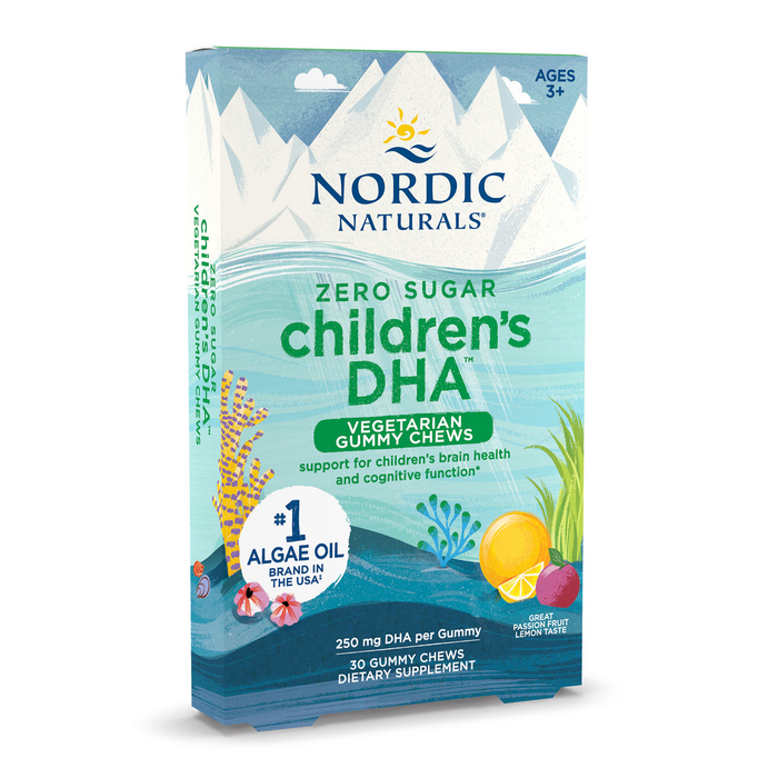 Nordic Naturals Zero Sugar Children's DHA Vegetarian, 30 gummies, front of pouch