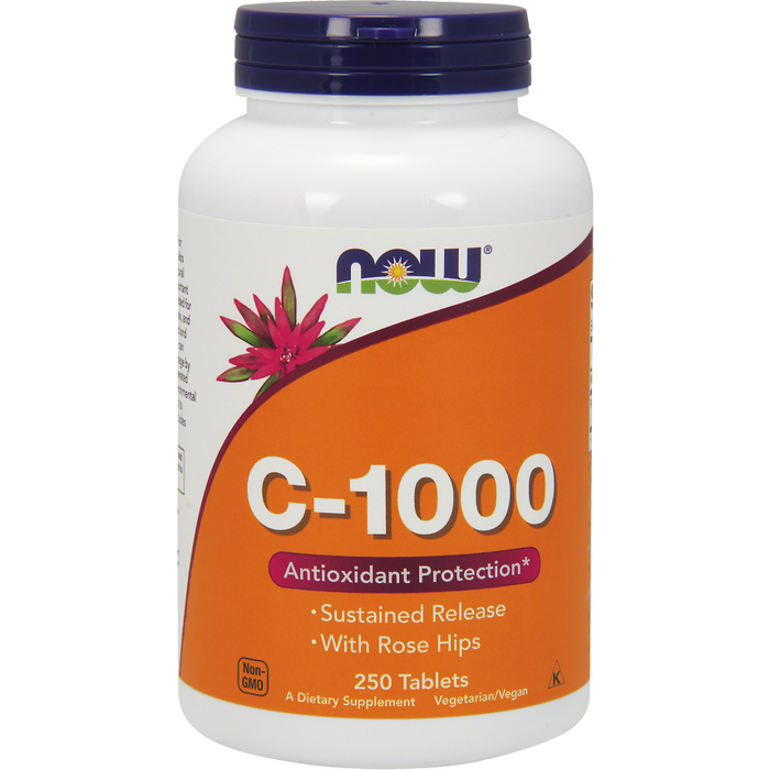 NOW C-1000 with Rose Hips, 250 tablets, front of bottle