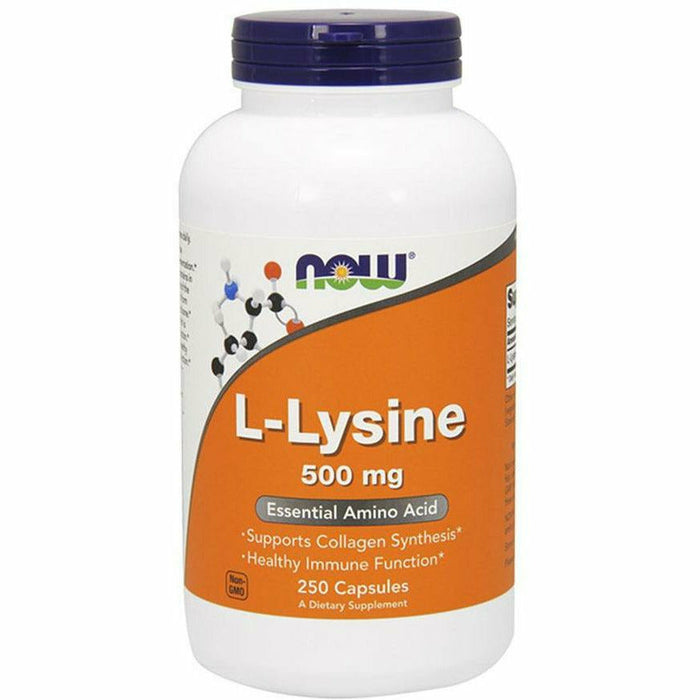 NOW L-Lysine 500 mg, 250 capsules, front of bottle