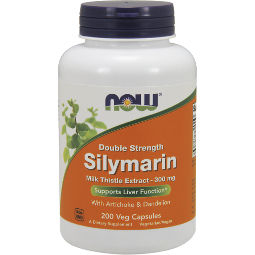 NOW Silymarin 2X-300 mg, 200 veg capsules, front of bottle