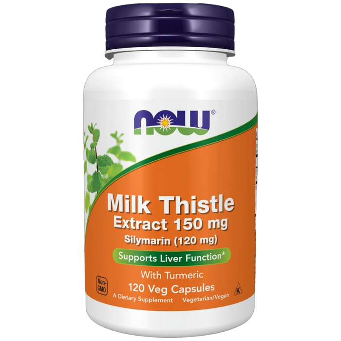 NOW Silymarin (Milk Thistle) 150 mg, 120 veg capsules, front of bottle