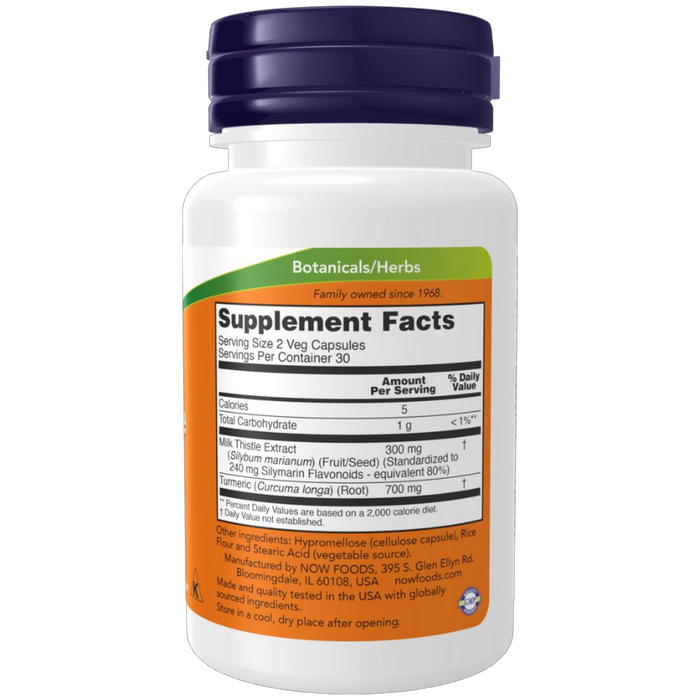 NOW Silymarin (Milk Thistle) 150 mg supplement facts label