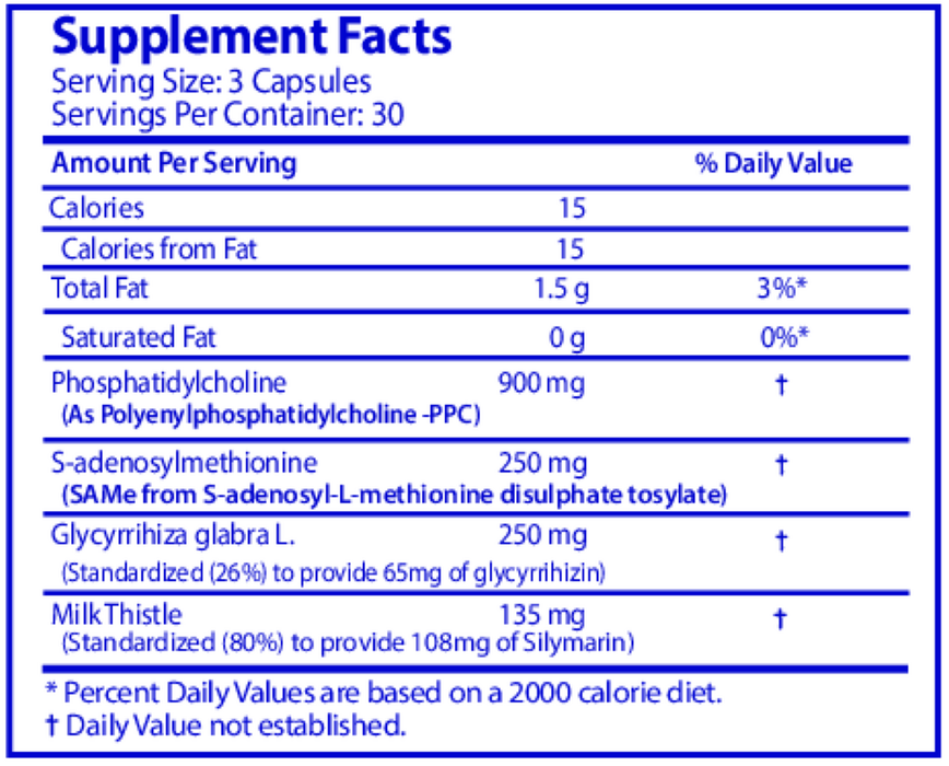 Nutrasal Liverflo 90 capsules supplement facts label