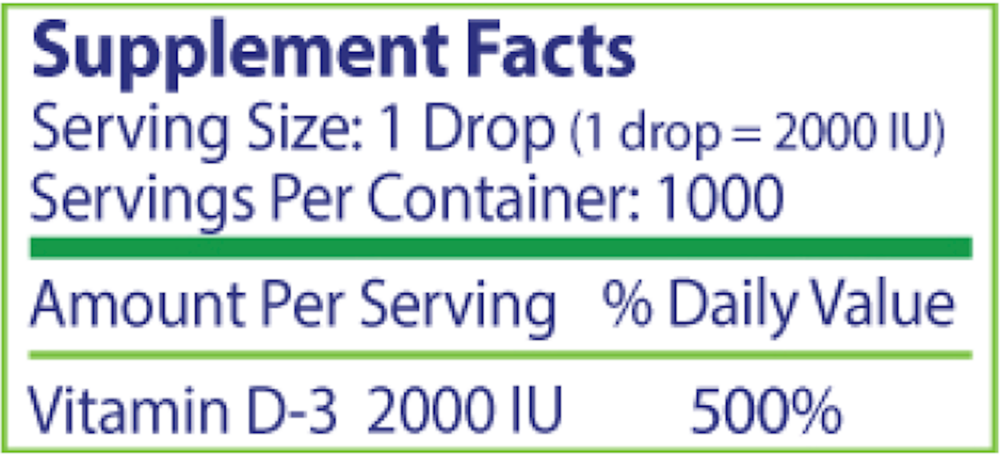 Nutrasal Micro Vitamin D3 2000IU Liquid Supplement Facts