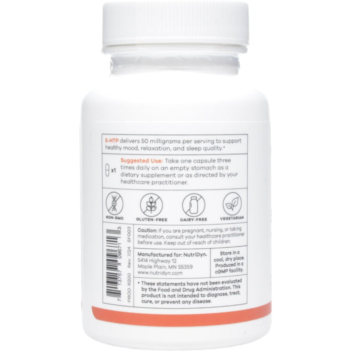 NutriDyn 5-HTP 60 capsules suggested use label
