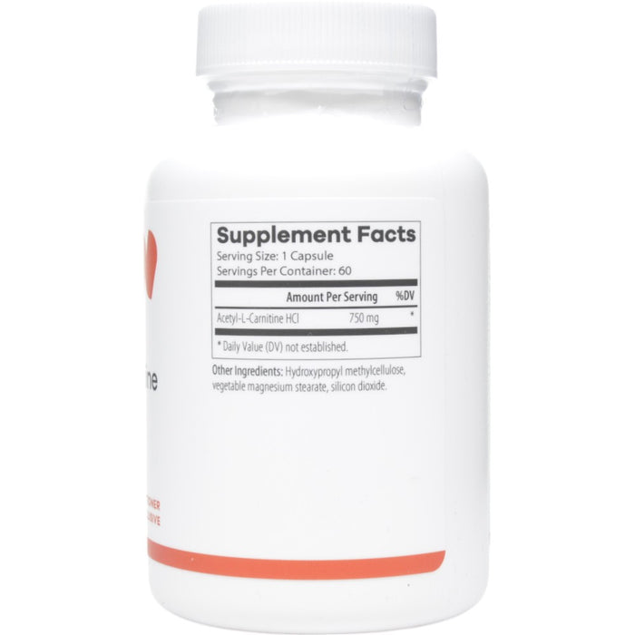 NutriDyn Acetyl-L-Carnitine 60 capsules supplement facts label