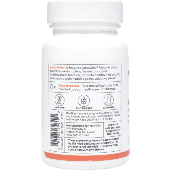 NutriDyn Annatto Pro 125 30 softgels suggested use label