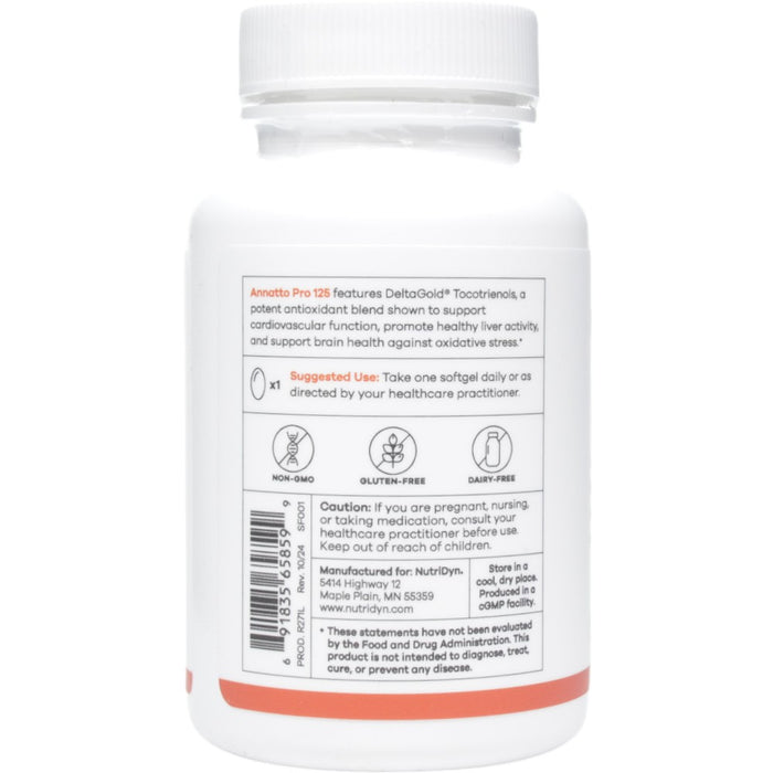 NutriDyn Annatto Pro 125 60 softgels suggested use label