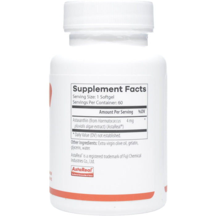 NutriDyn Astaxanthin 60 softgels supplement facts label