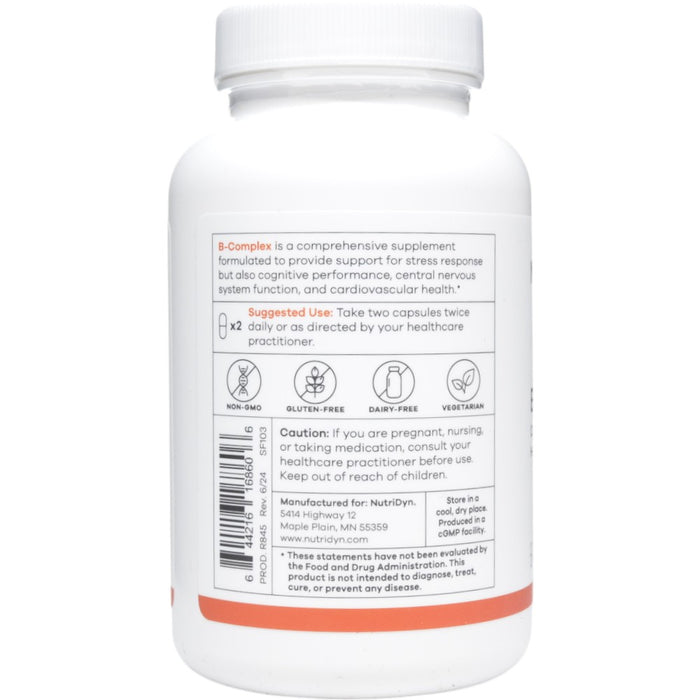 NutriDyn B-Complex 120 capsules suggested use label