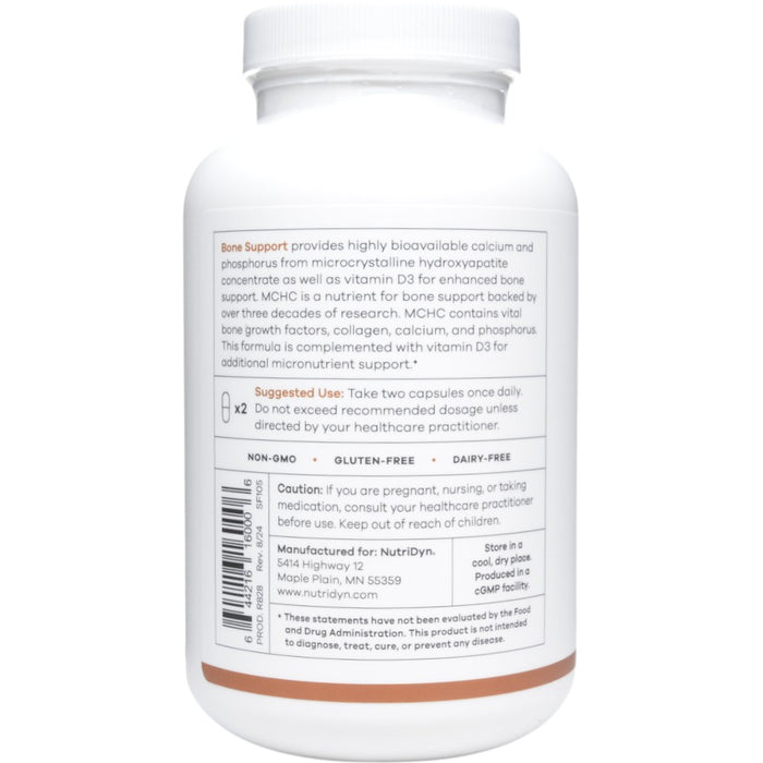 NutriDyn Bone Support 180 capsules suggested use label