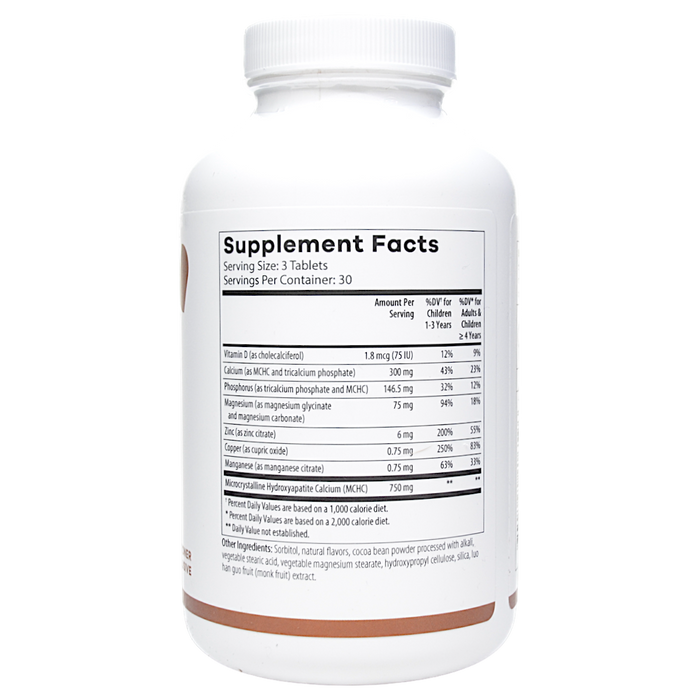 NutriDyn Bone Support Chewable 90 tablets supplement facts label