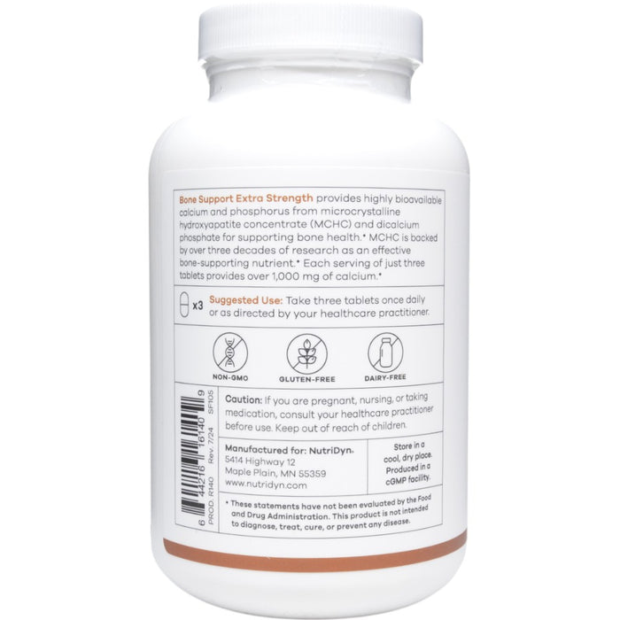 NutriDyn Bone Support Extra Strength 180 tablets suggested use label