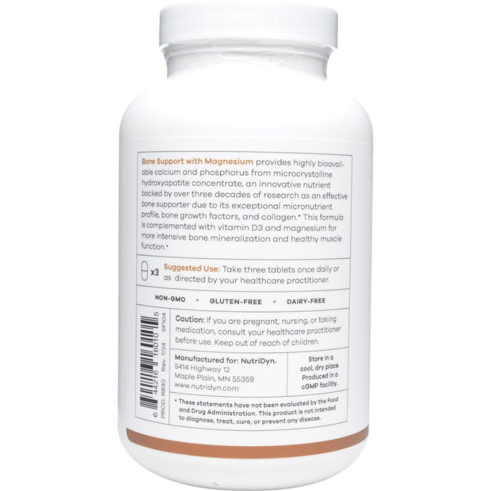 NutriDyn Bone Support with Magnesium 180 tablets suggested use label