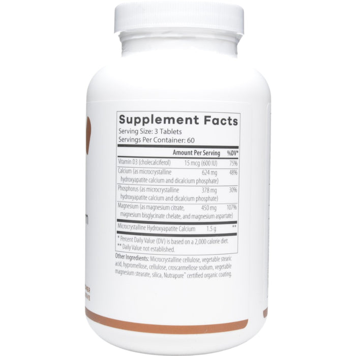 NutriDyn Bone Support with Magnesium 180 tablets supplement facts label