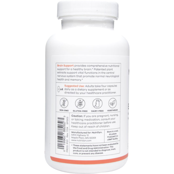 NutriDyn Brain Support 120 capsules suggested use label