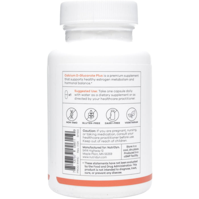 NutriDyn Calcium D-Glucarate Plus 60 capsules suggested use label