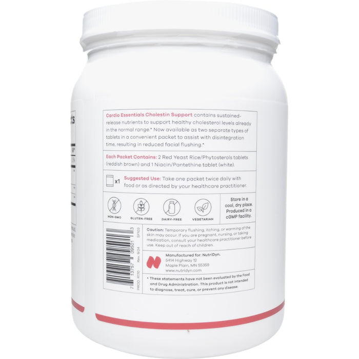NutriDyn Cardio Essentials Cholestin Support 60 packets suggested use label