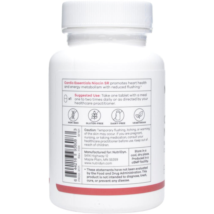 NutriDyn Cardio Essentials Niacin SR 60 tablets suggested use label