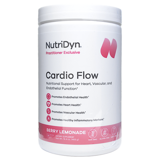 NutriDyn Cardio Flow Berry Lemonade powder, 30 servings, front of canister