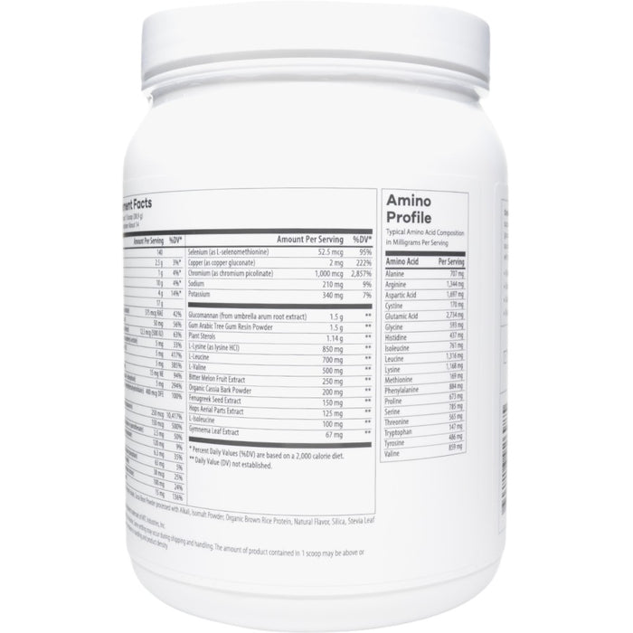 NutriDyn Cardio-Metabolic Chocolate powder amino acid profile label