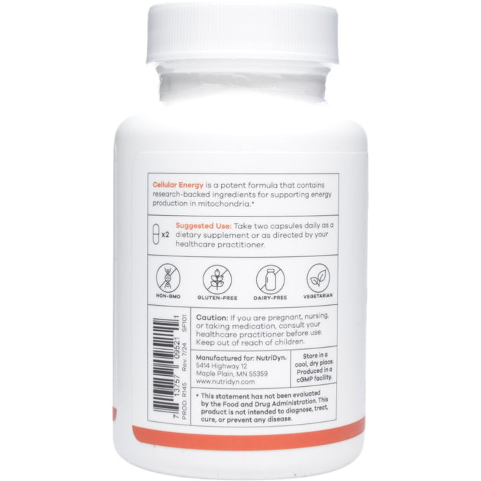 NutriDyn Cellular Energy 60 capsules suggested use label